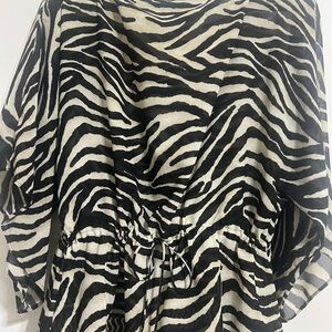 Chaps Black and Cream Animal Print Top